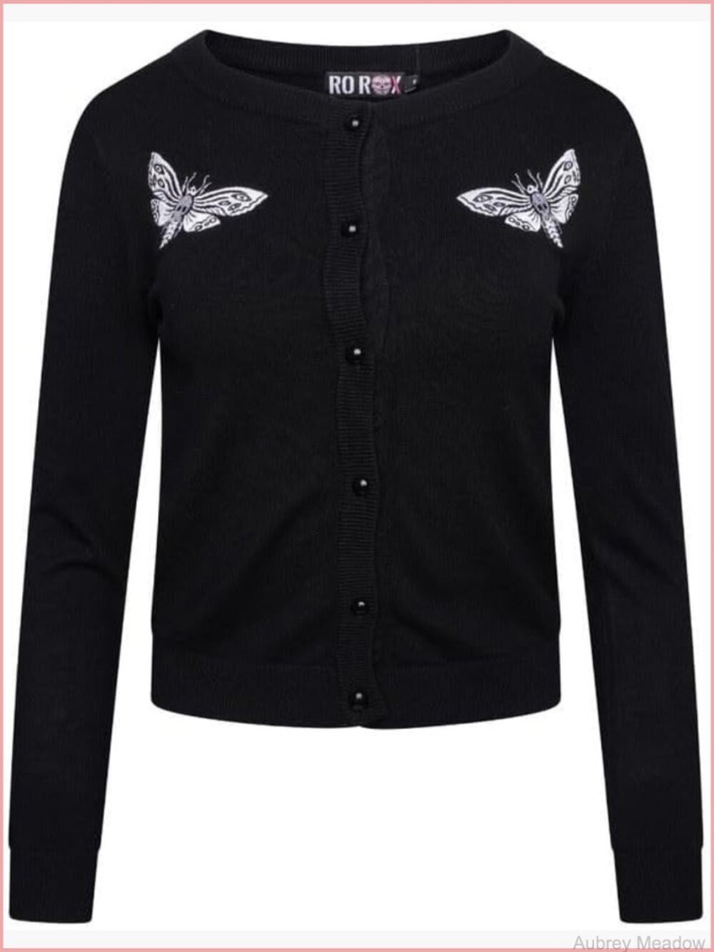 Gothic Death Moth Embroidery Knitted Cardigan Sweater Omen